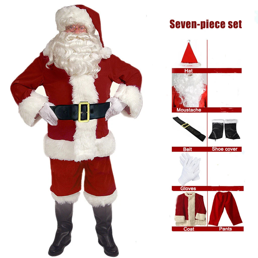 Santa Claus Costume Adult Male Golden Velvet Santa Claus Costume Halloween Performance Costume Anime Cosplay