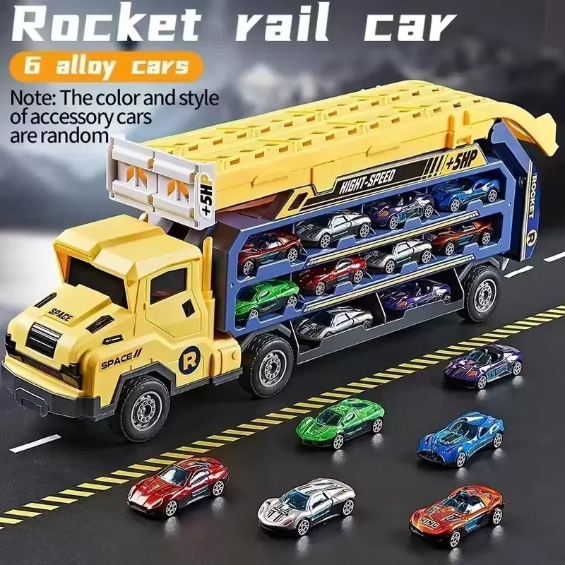 New Transport Truck Toys Coaster Lift Type Rocket Lift Transformed Racing Car Combination Christmas, Thanksgiving, Birthday Gift