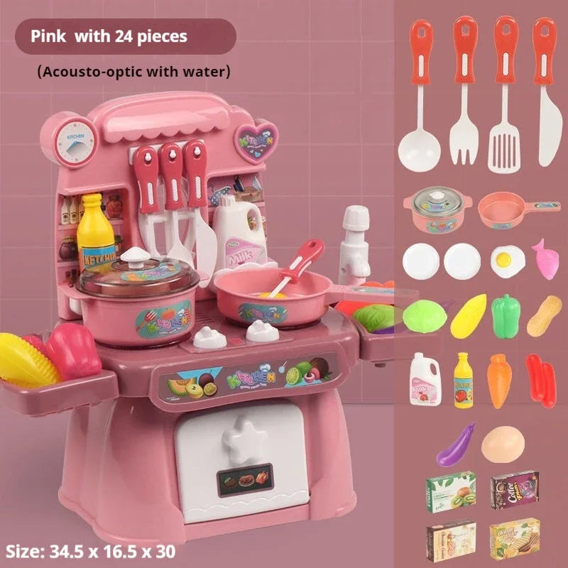 Simulated Kitchen Toys  Kitchenware Lighting and Sounds Cooking Game Set Children Fun Educational Toy Educational Toy