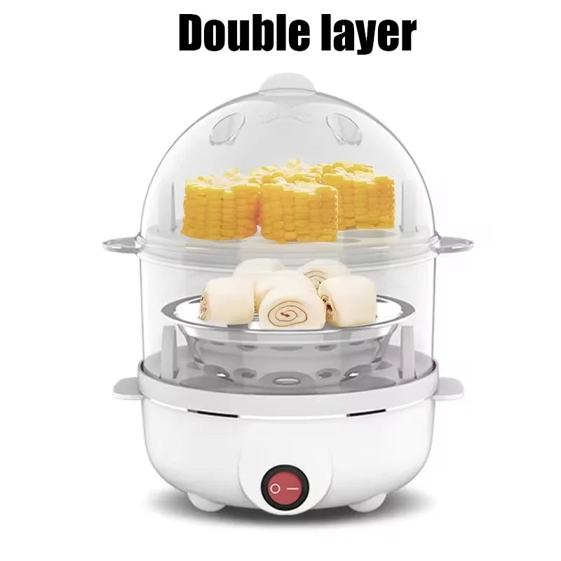 Electric Egg Cooker Steamer Boiler for 14 Eggs Two Layer Soft Medium Hard Boiled Egg Maker with Auto Shut Off Kitchen Appliance
