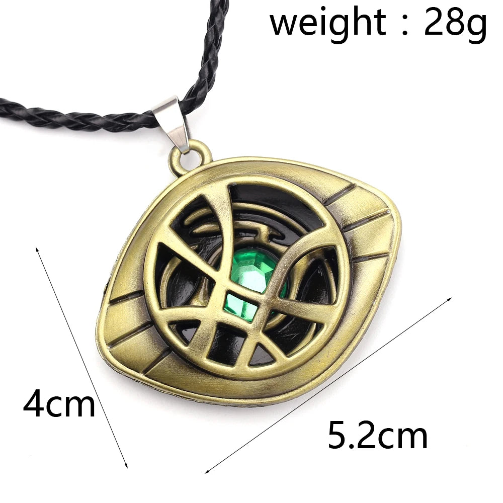 Marvel Avengers Necklace Superhero Doctor Strange Eye Of Agamotto Rope Chain Neck Chain Collar Vintage Jewelry Accessories Gift