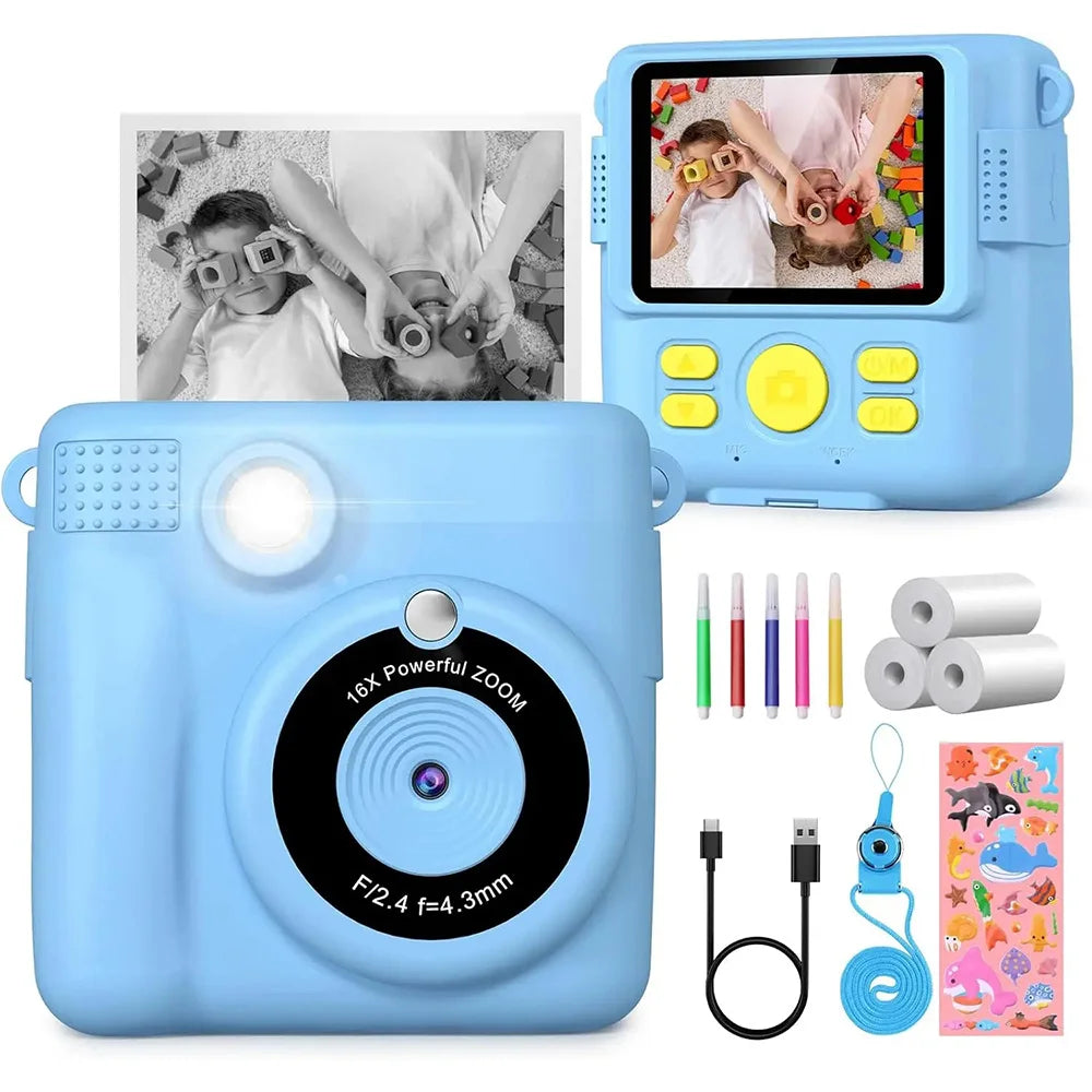 Instant Camera for Kids 2.4" 1080P Video Camera Instant Print Digital Camera with 32GB Card Gift for 3-12 Children's Camera
