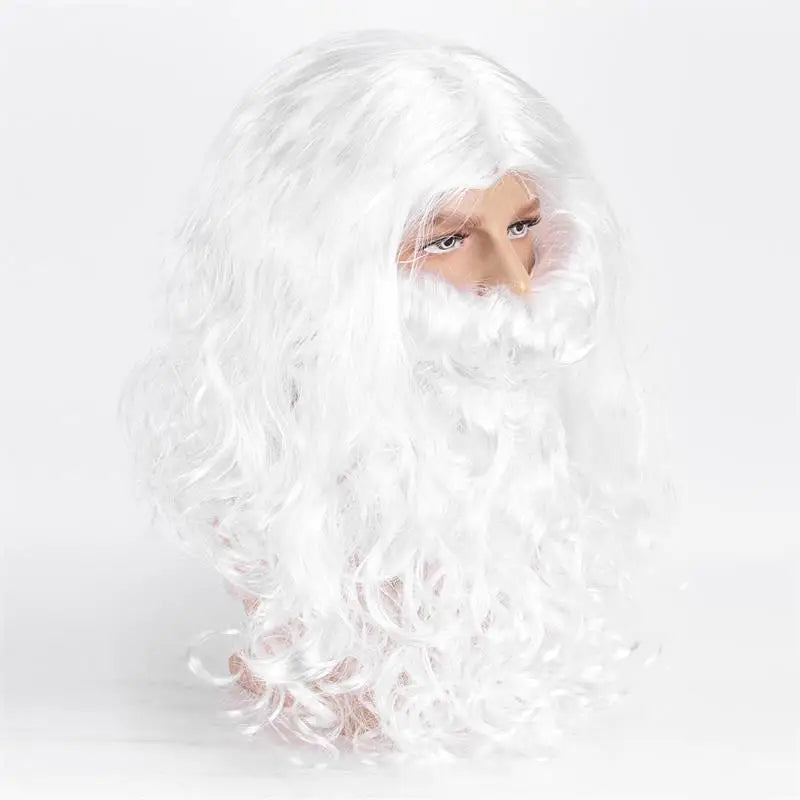 European and American cross-border white long curly hair Santa Claus synthetic wig European and American Santa Claus big