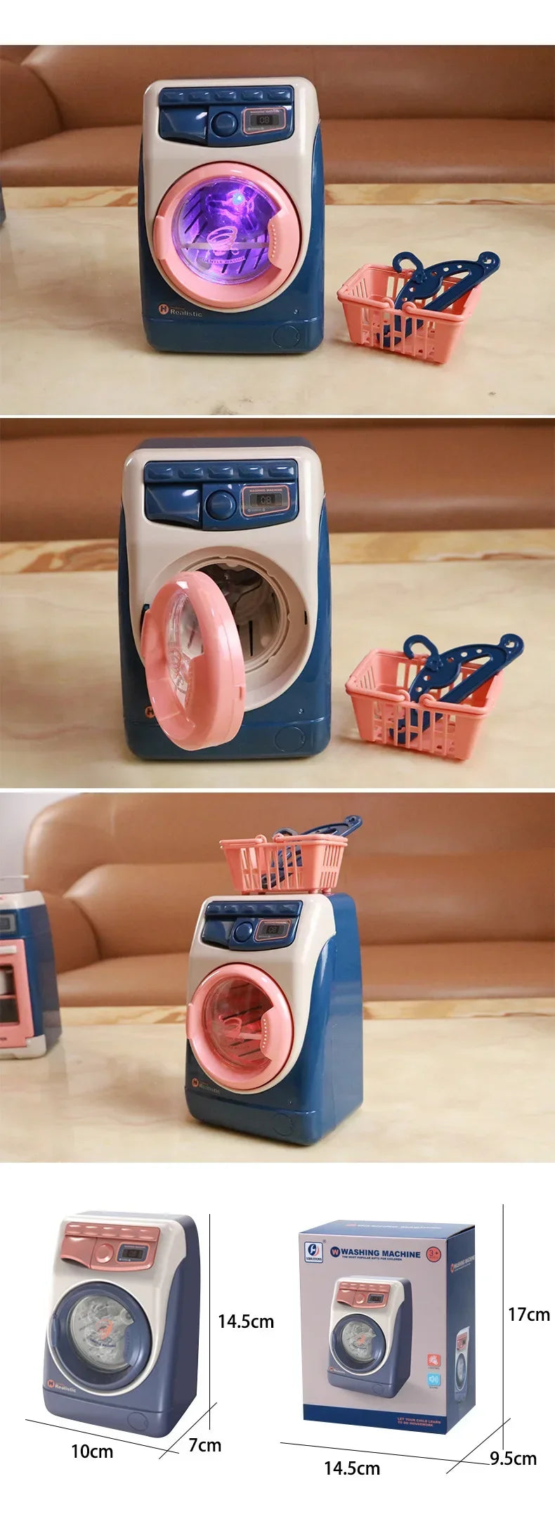 2025 Kids' Pretend Play Mini Simulation Kitchen Toys BLUE Household Appliances Toy with Light up & Sound for both Boys and Girls