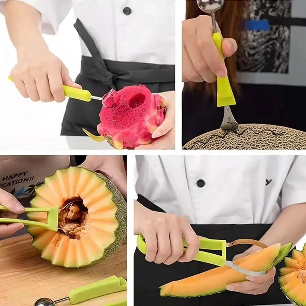 4 in 1 Watermelon Slicer Cutter Scoop Fruit Carving Knife Cutter Fruit Platter Fruit Dig Pulp Separator Kitchen Tools Gadgets
