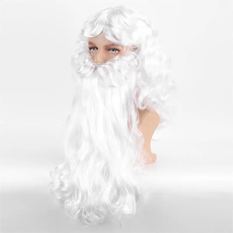 European and American cross-border white long curly hair Santa Claus synthetic wig European and American Santa Claus big