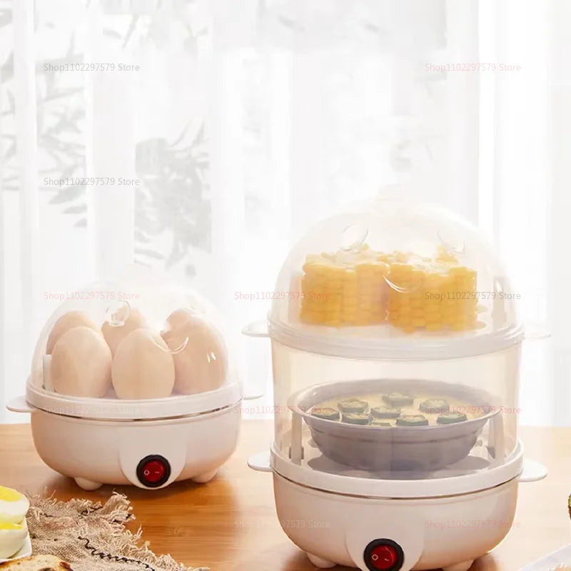 Electric Egg Cooker Steamer Boiler for 14 Eggs Two Layer Soft Medium Hard Boiled Egg Maker with Auto Shut Off Kitchen Appliance