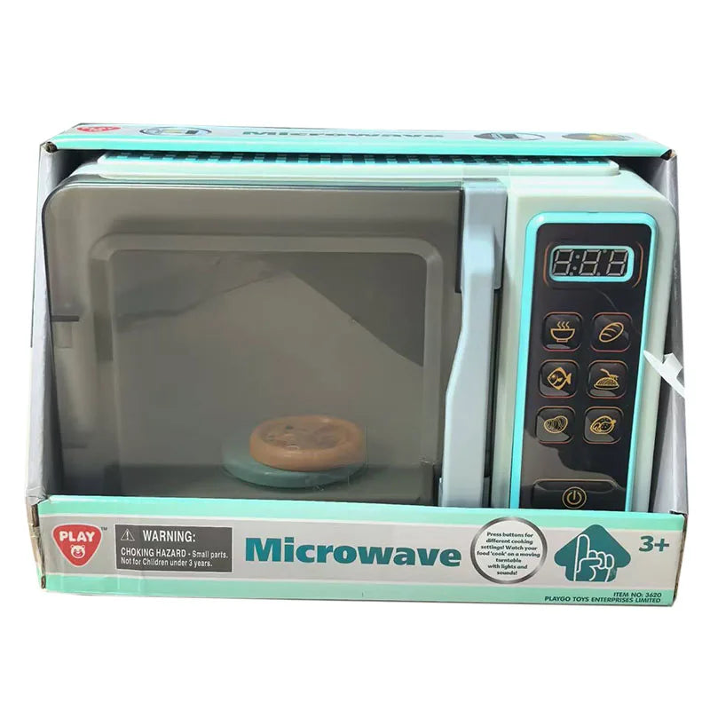 Play Go Simulation Microwave Oven Kitchen Series Sound and Light Mini Home Appliances Children's Play Toys