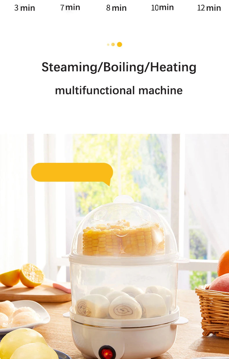 Electric Egg Cooker Steamer Boiler for 14 Eggs Two Layer Soft Medium Hard Boiled Egg Maker with Auto Shut Off Kitchen Appliance