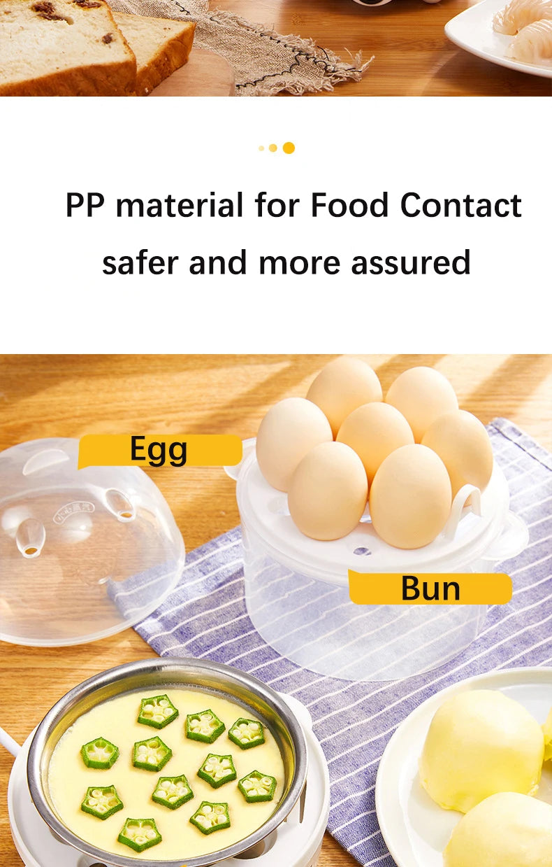 Electric Egg Cooker Steamer Boiler for 14 Eggs Two Layer Soft Medium Hard Boiled Egg Maker with Auto Shut Off Kitchen Appliance