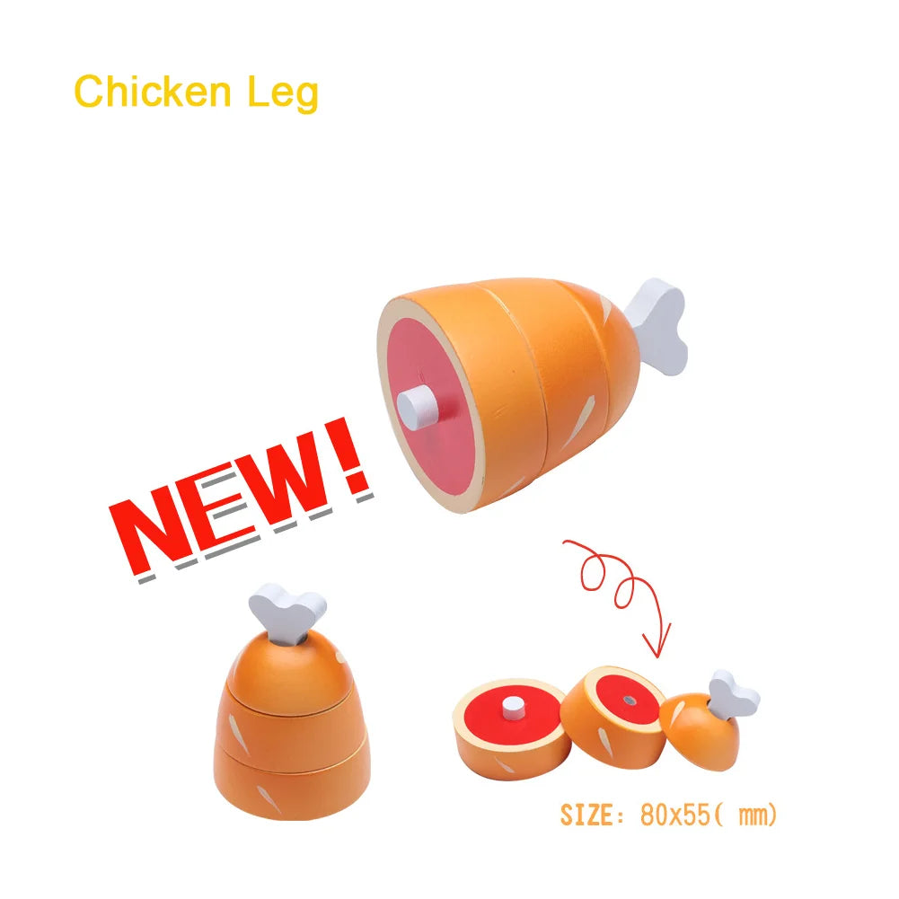 Wooden Kitchen Pretend Play Toy Simulation Fruit Vegetable Food Cutting Game Fake Egg Classic Children Role Play Montessori Toys