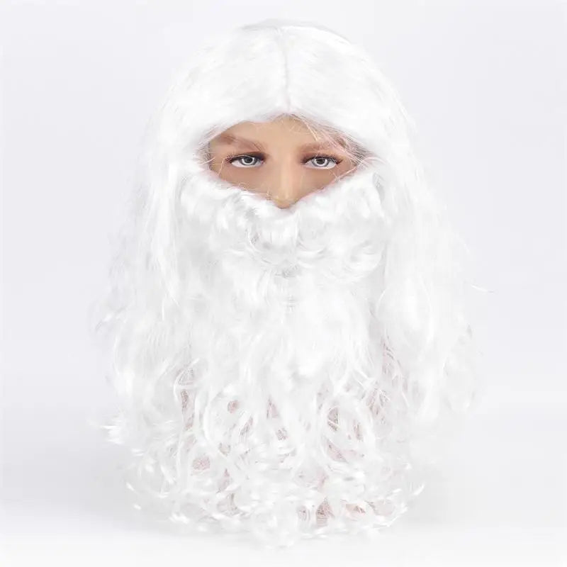 European and American cross-border white long curly hair Santa Claus synthetic wig European and American Santa Claus big