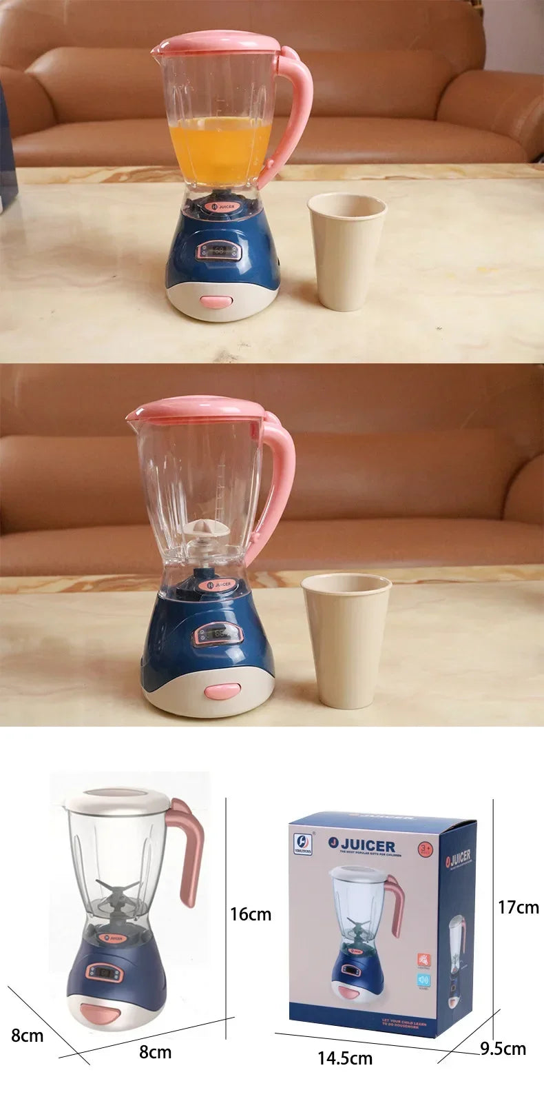 2025 Kids' Pretend Play Mini Simulation Kitchen Toys BLUE Household Appliances Toy with Light up & Sound for both Boys and Girls