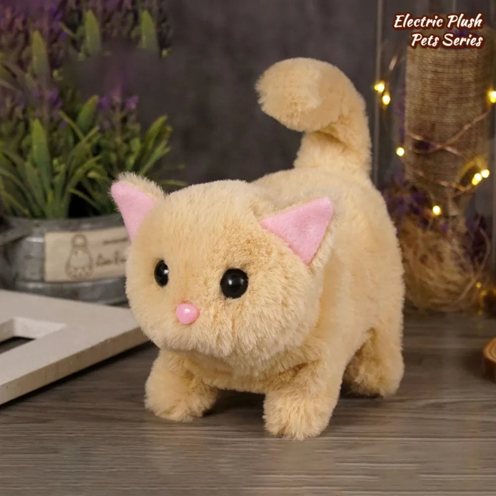 Simulated Robot Kitten Wagging Interactive Kitten Plush Toy Walking Makes You Happy Kitten Robot Electric Pet