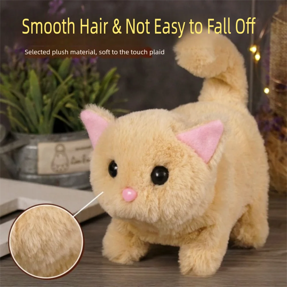 Simulated Robot Kitten Wagging Interactive Kitten Plush Toy Walking Makes You Happy Kitten Robot Electric Pet