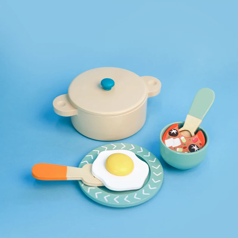 Simulation Wooden Kitchen Toys Mini Chef Kitchenette Play Role Game Early Educational Toys for Pretend Cooking For Kids Age 3+