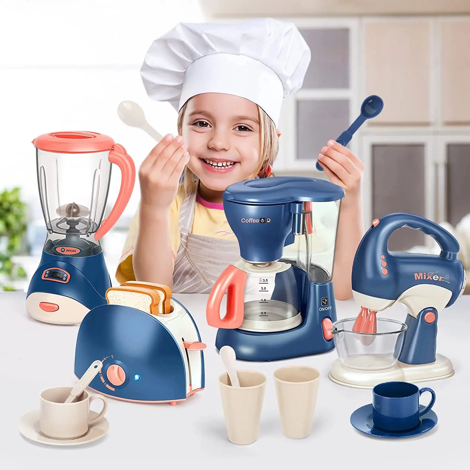 Interactive Electric Kitchen Playset for Kids Mini Simulation Household Appliances Light Toy Gift for Boy Girls Home Kitchen Fun