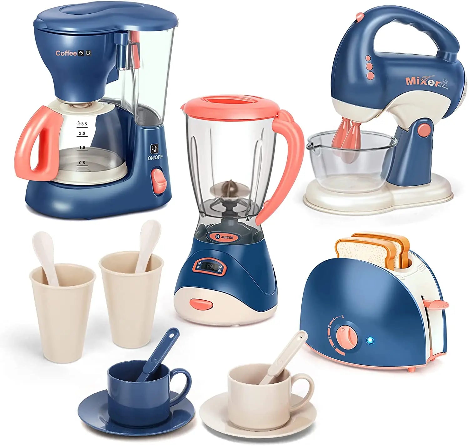 Interactive Electric Kitchen Playset for Kids Mini Simulation Household Appliances Light Toy Gift for Boy Girls Home Kitchen Fun