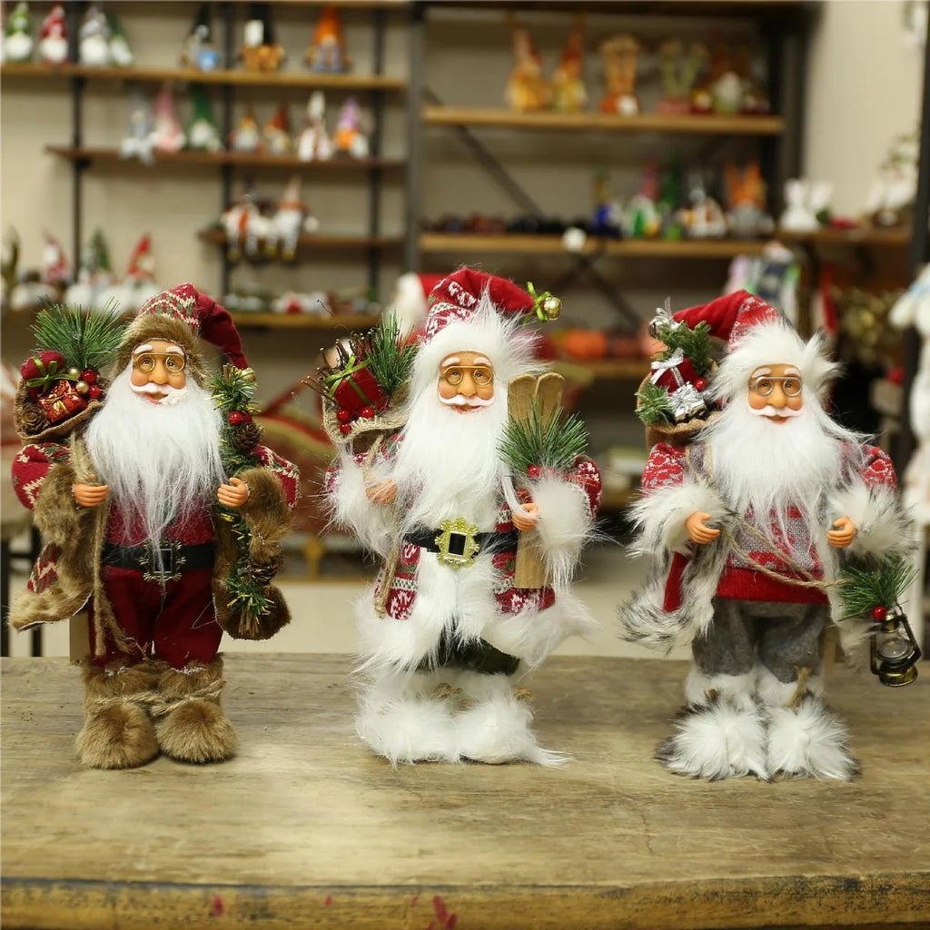 12-inch Cute Santa Claus Statue - Bright Polyester Christmas Decoration for Holiday Parties, Events and Home Displays, with Fest