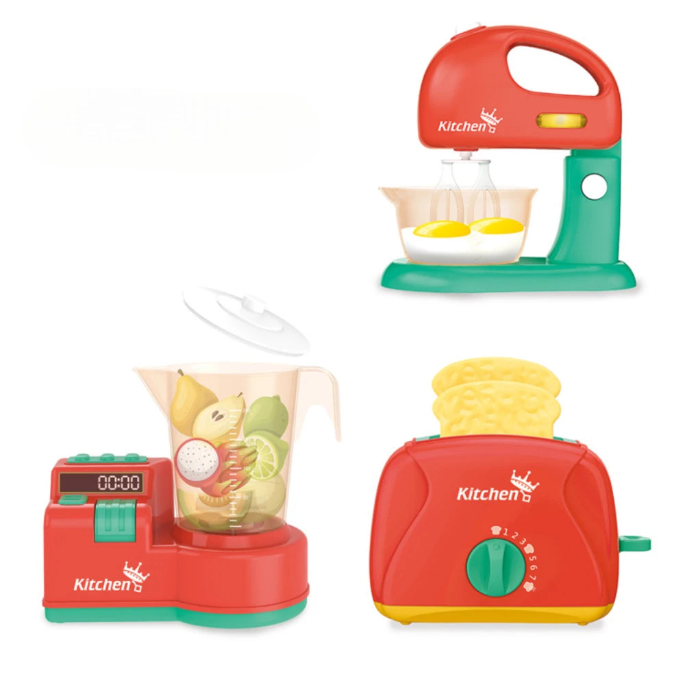 WizKidz Kids Toy Kitchen Utensils Play Set Mixer Blender Toaster Sounds Lights Toddler Accessories for Boys & Girls Kitchen Fun