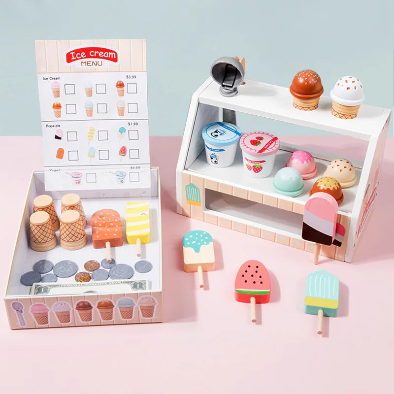 Simulation Wooden Kitchen Toys Mini Chef Kitchenette Play Role Game Early Educational Toys for Pretend Cooking For Kids Age 3+