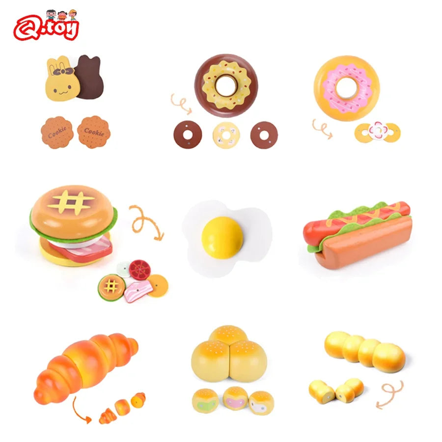 Wooden Kitchen Pretend Play Toy Simulation Fruit Vegetable Food Cutting Game Fake Egg Classic Children Role Play Montessori Toys