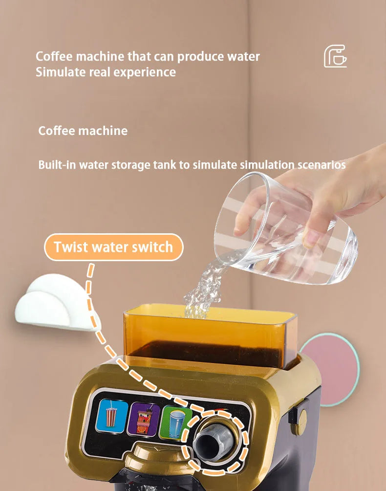 Kid Play House Game Kitchen Fast Food Restaurant Burger Fries Dessert Coffee Machine Cashier Set Mini Educational Role Play Toys