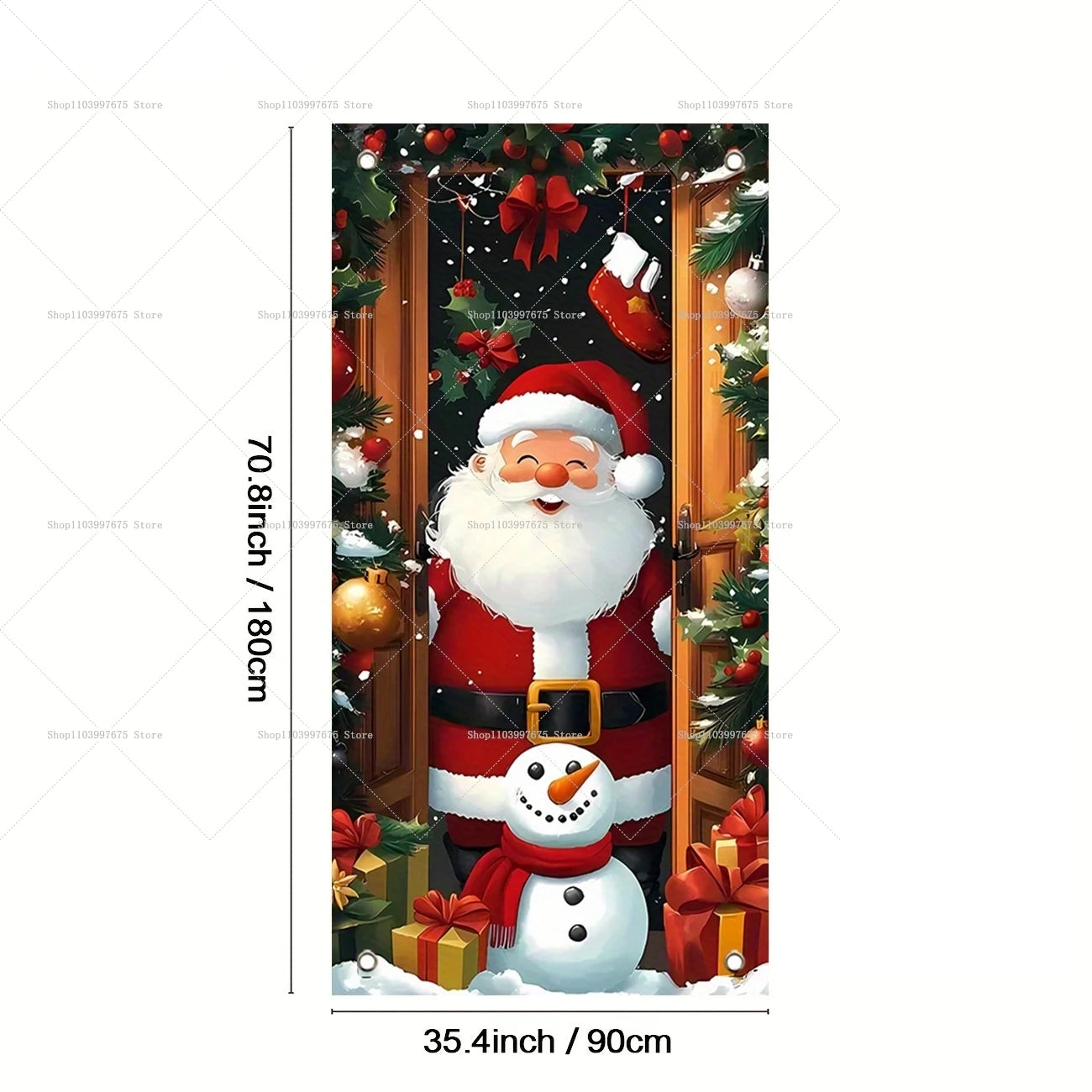 Christmas Santa Claus Colorful Light Decor Door Banners Photography Backdrop Indoor Outdoor Wall Porch Background Party Supplies