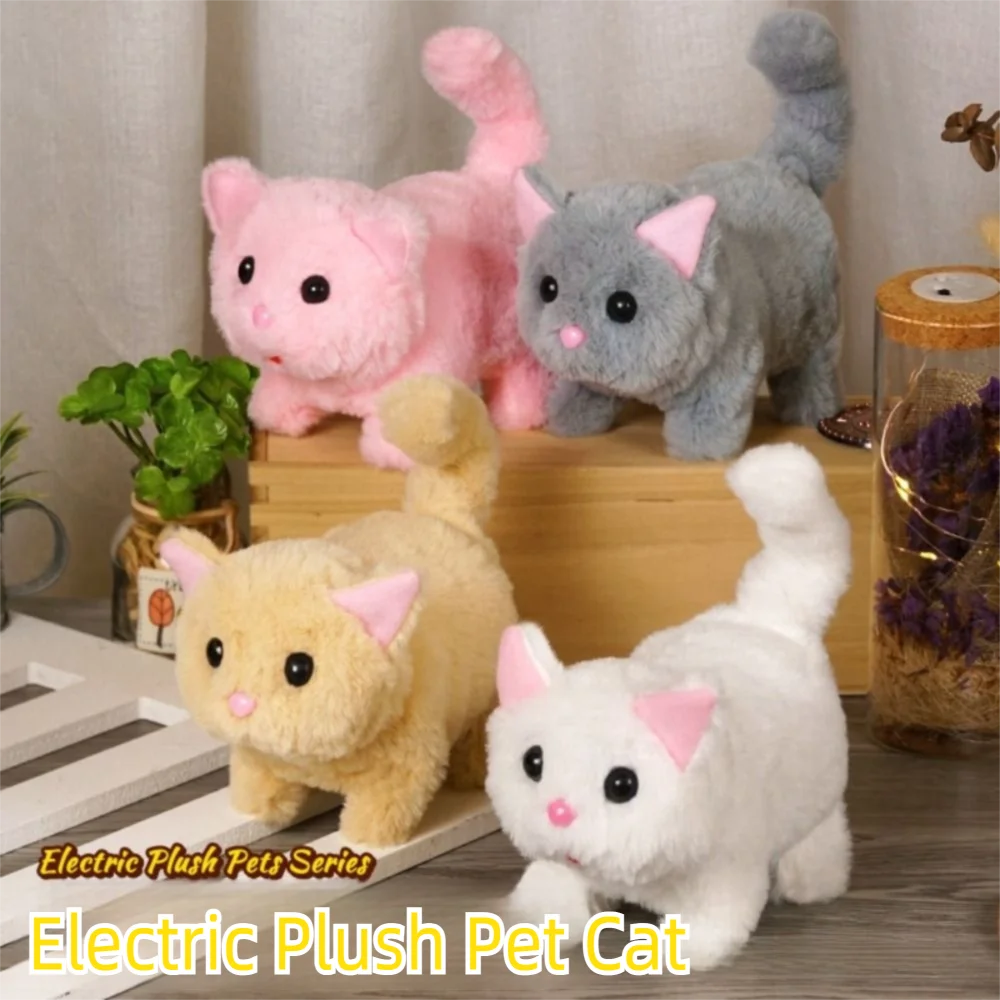 Simulated Robot Kitten Wagging Interactive Kitten Plush Toy Walking Makes You Happy Kitten Robot Electric Pet