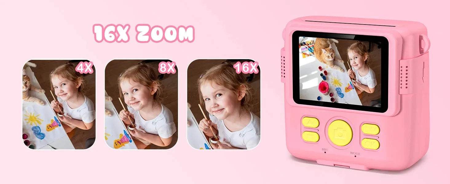 Instant Camera for Kids 2.4" 1080P Video Camera Instant Print Digital Camera with 32GB Card Gift for 3-12 Children's Camera