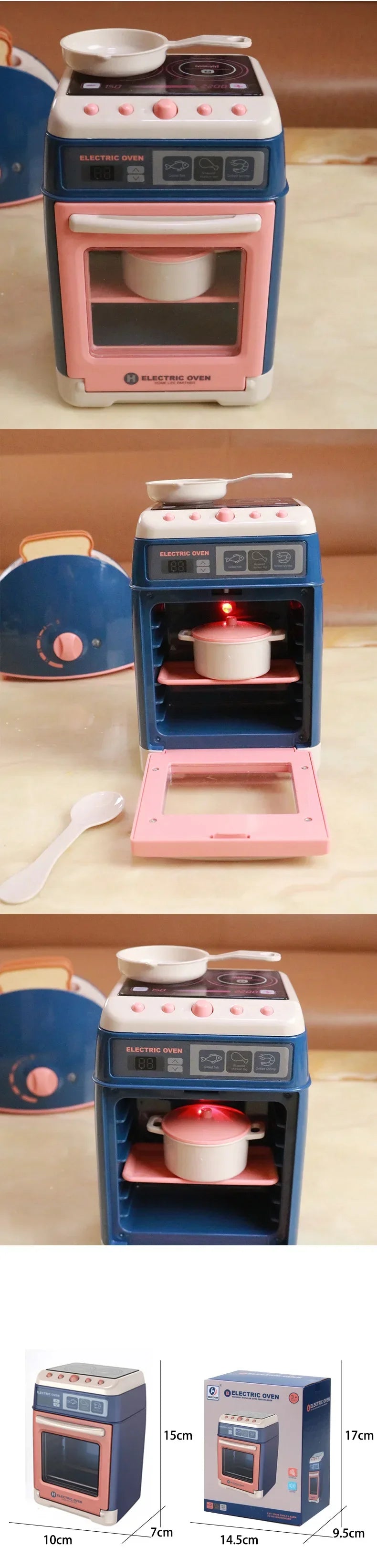 2025 Kids' Pretend Play Mini Simulation Kitchen Toys BLUE Household Appliances Toy with Light up & Sound for both Boys and Girls