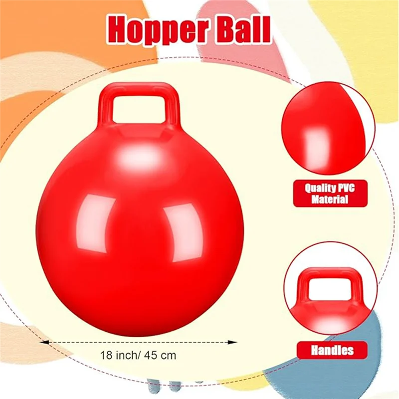 RTSHE-Children's PVC Toy Handle Jump Ball Elastic Ball Inflatable Elastic Ball With Handle Jumping Ball