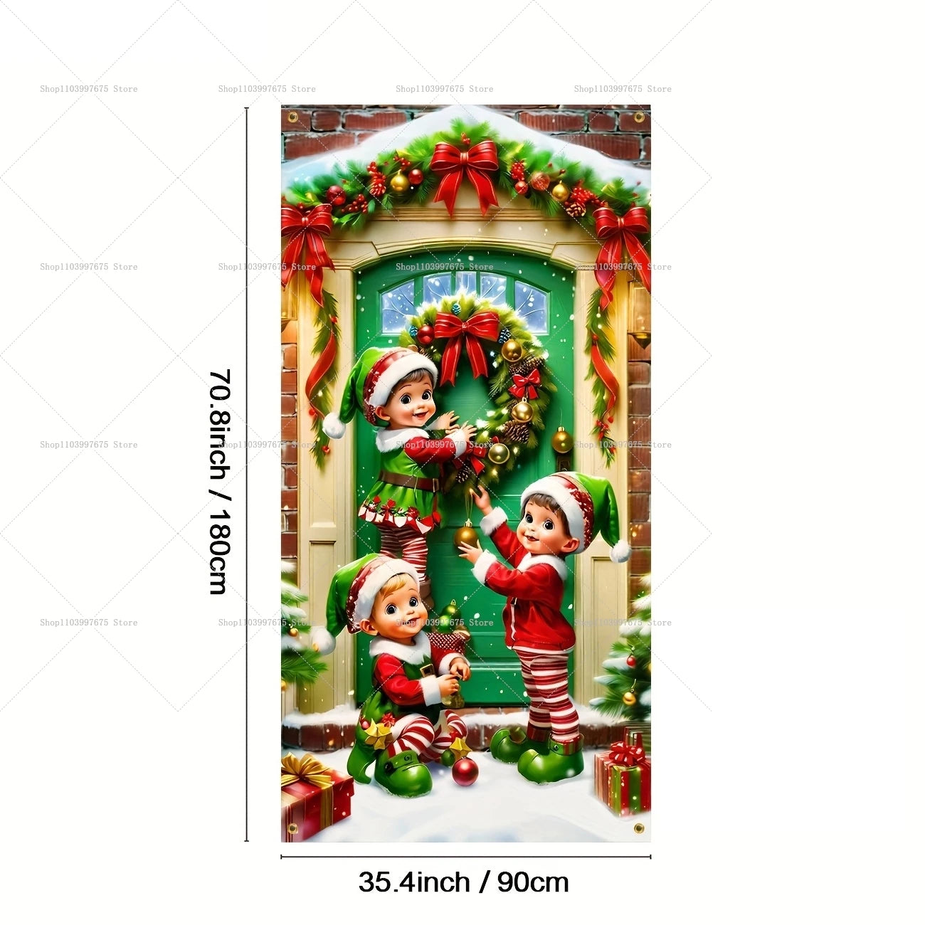 Christmas Santa Claus Colorful Light Decor Door Banners Photography Backdrop Indoor Outdoor Wall Porch Background Party Supplies