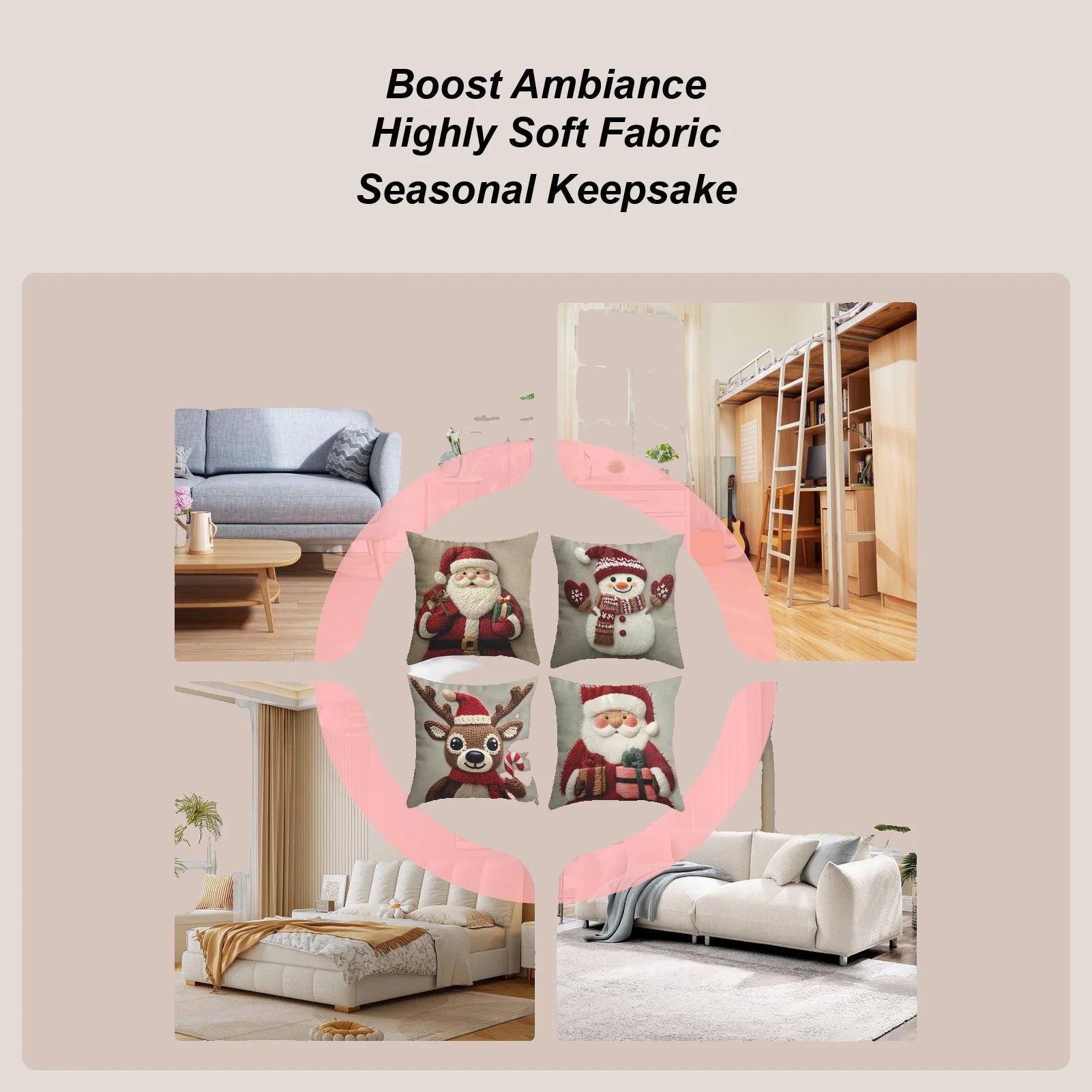 Christmas Pillow Covers 4 Pieces Christmas Decorations with Invisible Zipper Throw Pillow Cases for Home 2025 Xmas Navidad