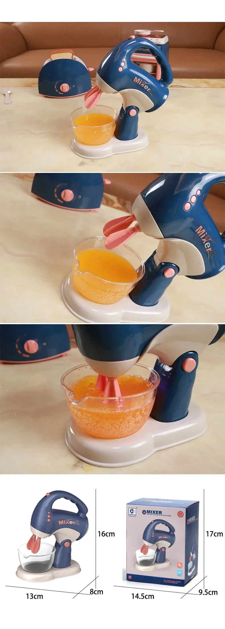 2025 Kids' Pretend Play Mini Simulation Kitchen Toys BLUE Household Appliances Toy with Light up & Sound for both Boys and Girls