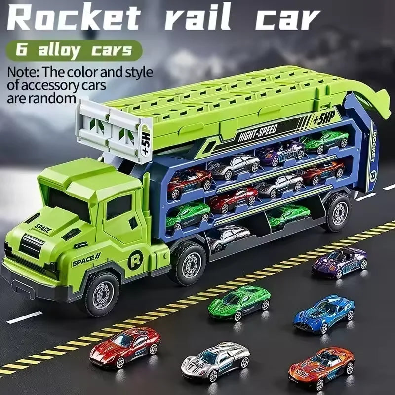 New Transport Truck Toys Coaster Lift Type Rocket Lift Transformed Racing Car Combination Christmas, Thanksgiving, Birthday Gift