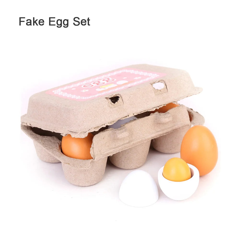 Wooden Kitchen Pretend Play Toy Simulation Fruit Vegetable Food Cutting Game Fake Egg Classic Children Role Play Montessori Toys