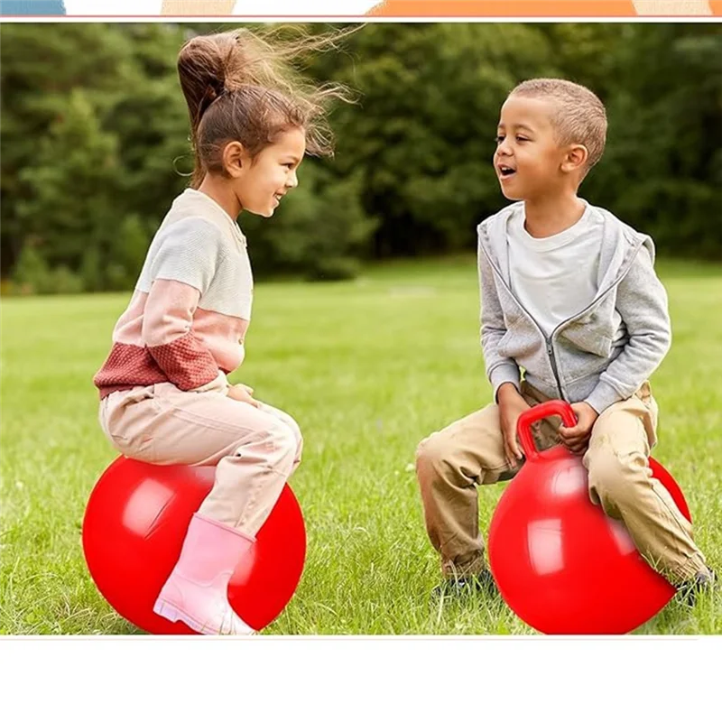 RTSHE-Children's PVC Toy Handle Jump Ball Elastic Ball Inflatable Elastic Ball With Handle Jumping Ball