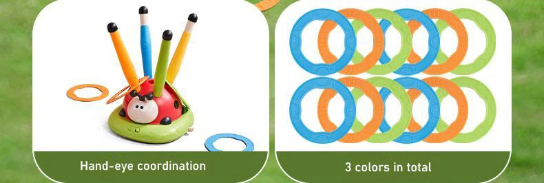 Musical Jump Sports Toys 5 in 1 3 in 1 Toss Ring Game Toy and Shooting Launcher for Kids Ladybug Multifunction Outdoor Machine