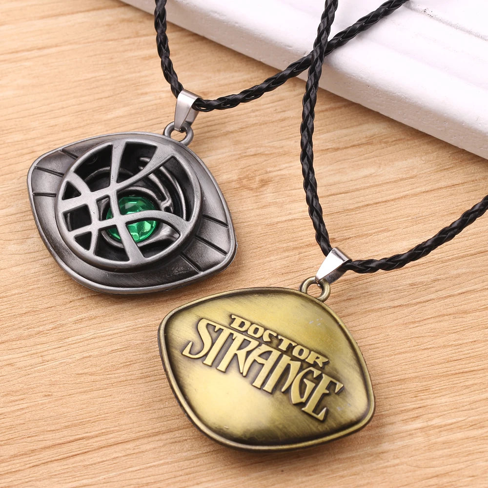 Marvel Avengers Necklace Superhero Doctor Strange Eye Of Agamotto Rope Chain Neck Chain Collar Vintage Jewelry Accessories Gift