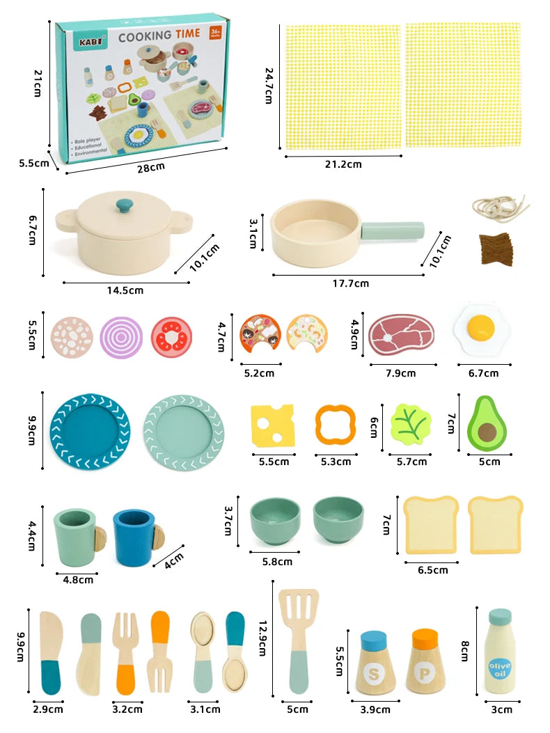 Simulation Wooden Kitchen Toys Mini Chef Kitchenette Play Role Game Early Educational Toys for Pretend Cooking For Kids Age 3+