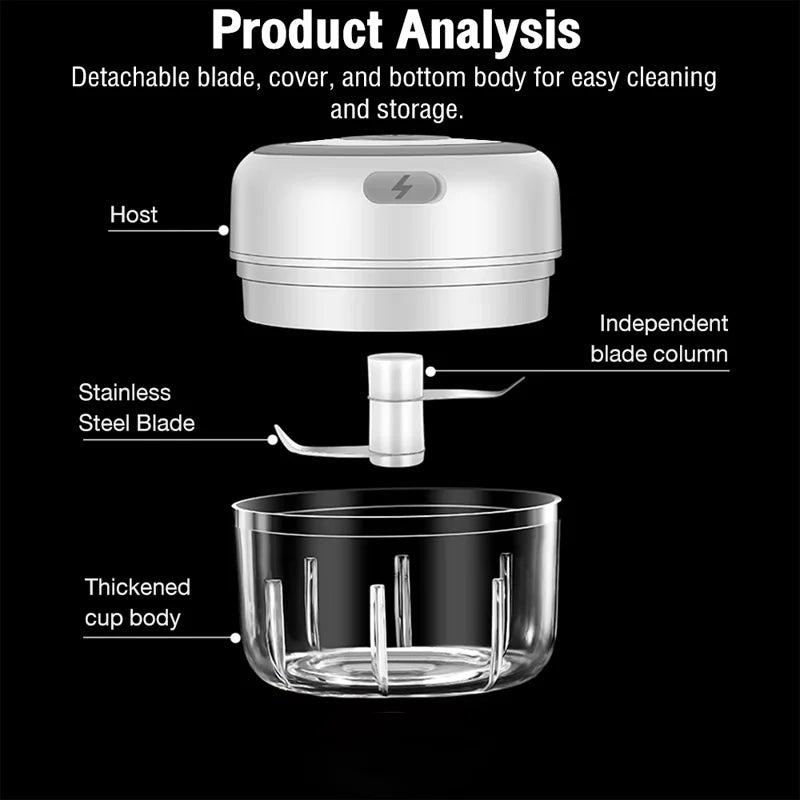 Baby food processor, garlic puree machine, USB charging electric garlic grinder, mini garlic puree machine, household use