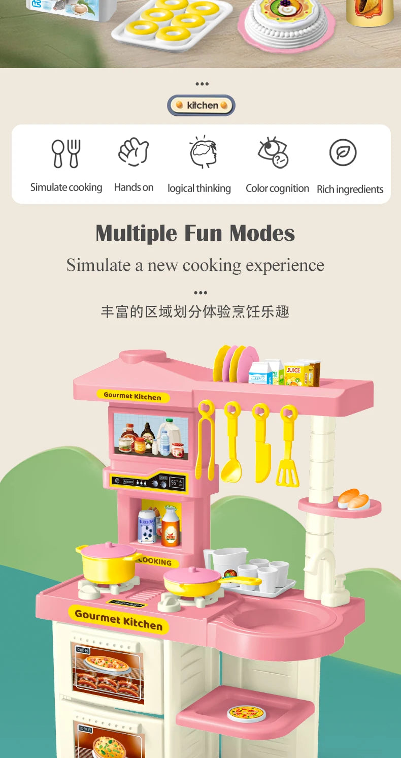 Kids Play Kitchen Accessories, Playset Toys Kitchen Foods Pans Milk Pots Breads Fork for Kid 3+ Boys and Girls