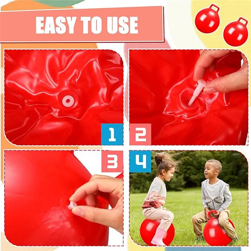 RTSHE-Children's PVC Toy Handle Jump Ball Elastic Ball Inflatable Elastic Ball With Handle Jumping Ball