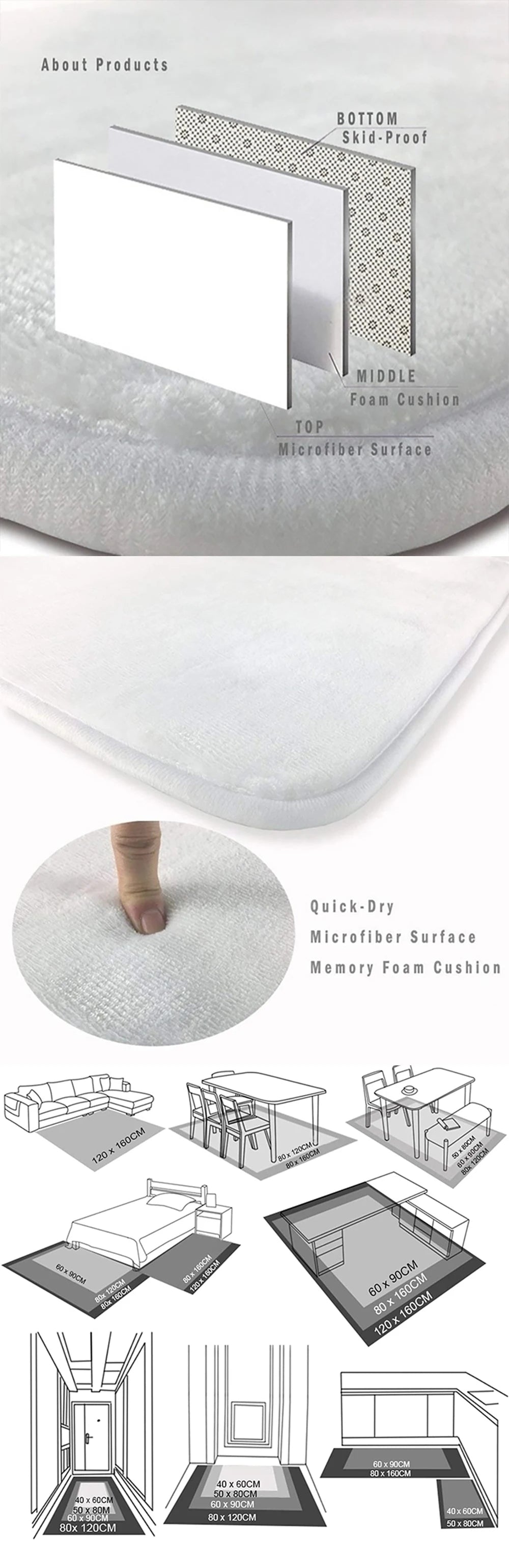 Christmas Tree Santa Claus Series Carpet Home, Living Room, Bedroom Decoration  Soft and Non slip