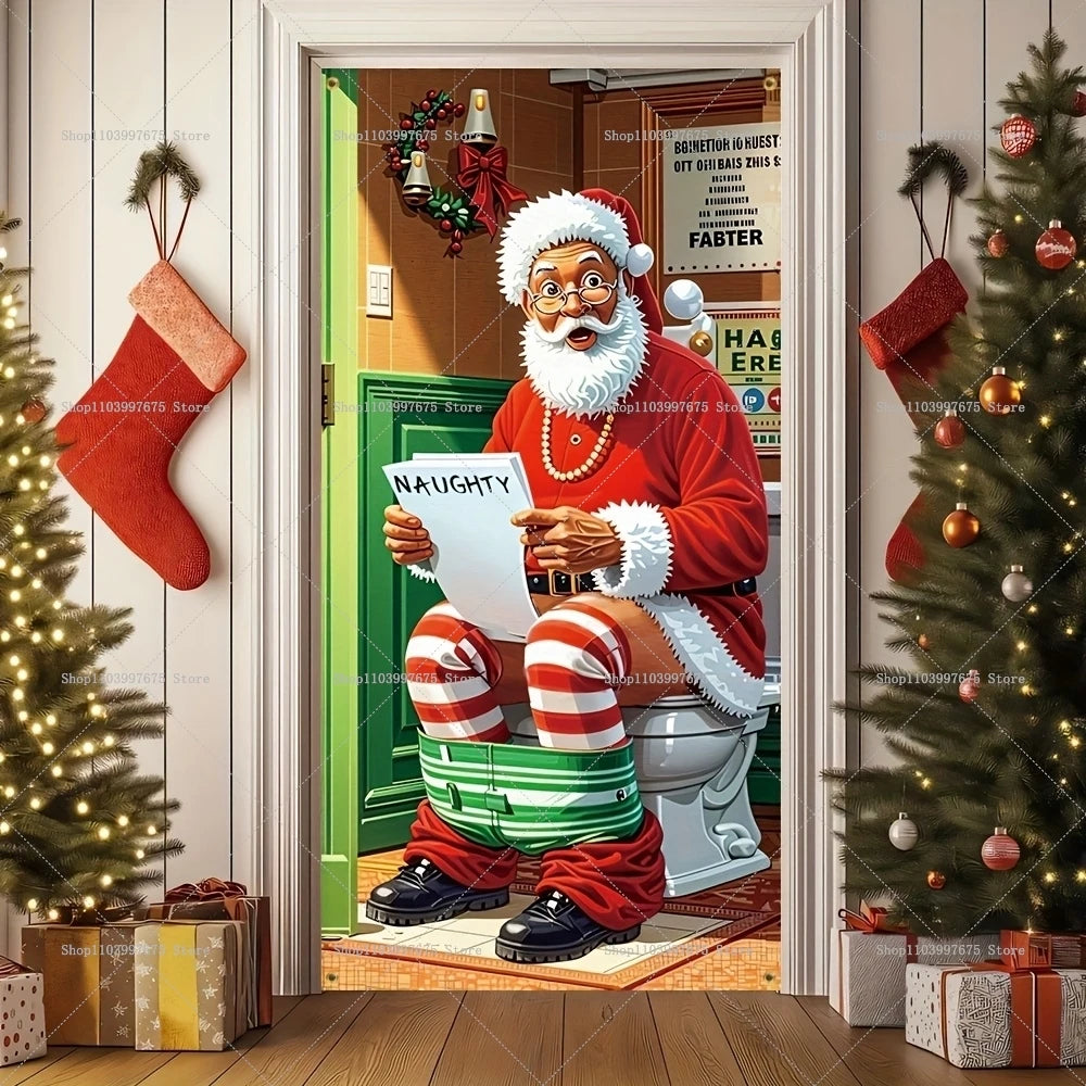 Christmas Santa Claus Colorful Light Decor Door Banners Photography Backdrop Indoor Outdoor Wall Porch Background Party Supplies