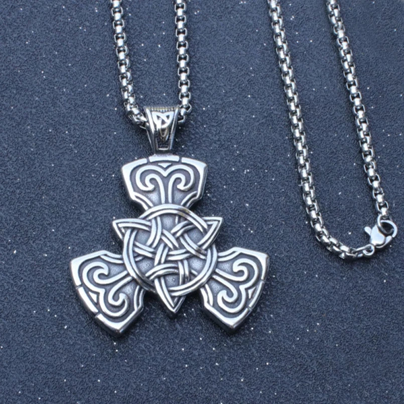 Retro Celtic Knot Cross Pendant Necklace For Women Men Vintage Silver Color Stainless Steel Neck Chain Punk Hip Hop Jewelry Gift