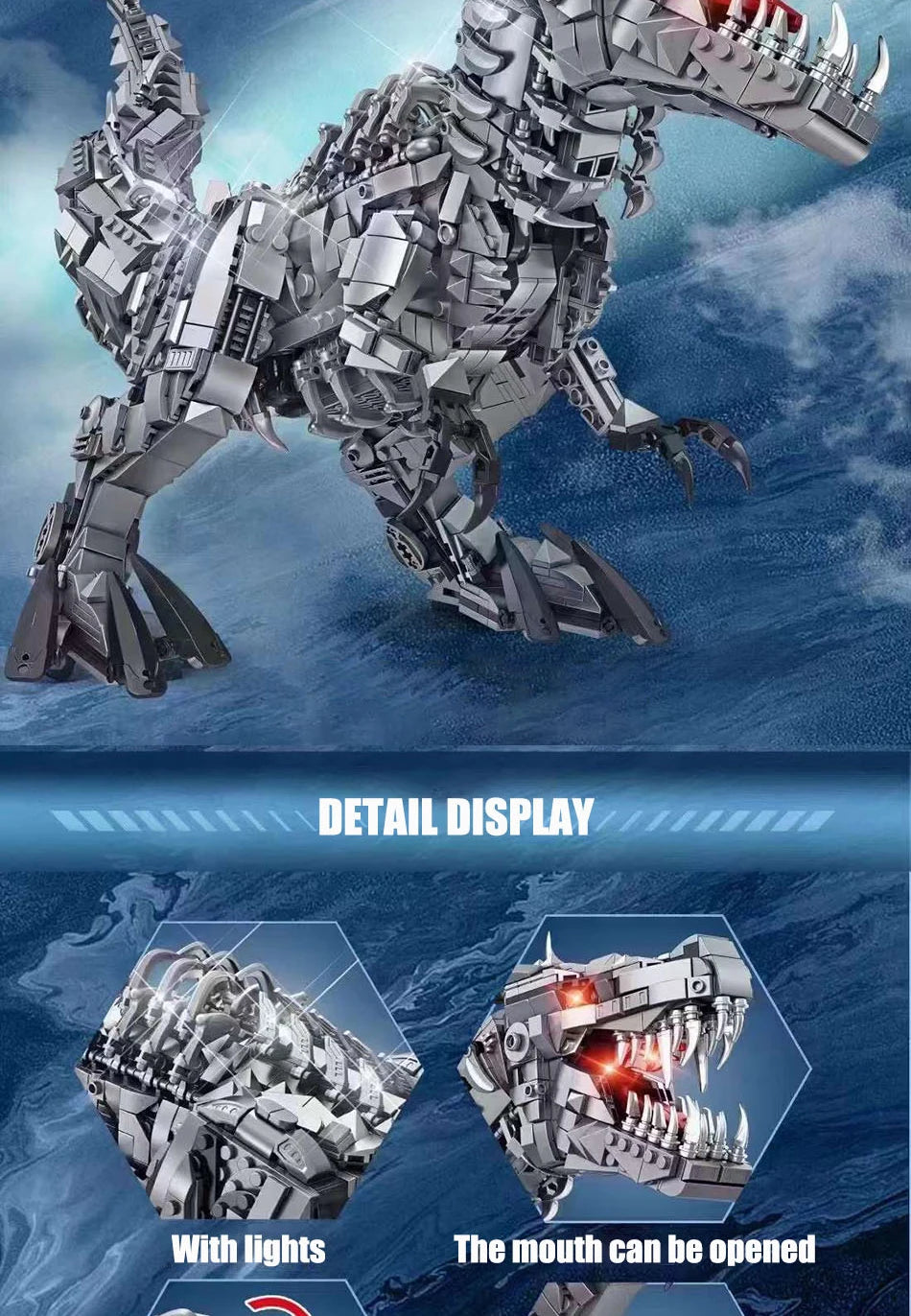 Jurassic Dinosaur World Large Mechanical Tyrannosaurus Rex Building Blocks T-rex Model With Lights Bricks Toys For Children Gift
