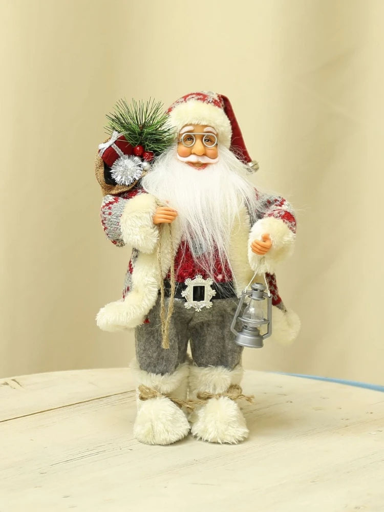 12-inch Cute Santa Claus Statue - Bright Polyester Christmas Decoration for Holiday Parties, Events and Home Displays, with Fest