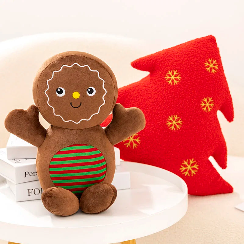 Christmas Throw Pillow  Gingerbread Man Plush Christmas Tree Stuffed Soft Cute Xmas Pillows for Party Cushion Decoration Gift